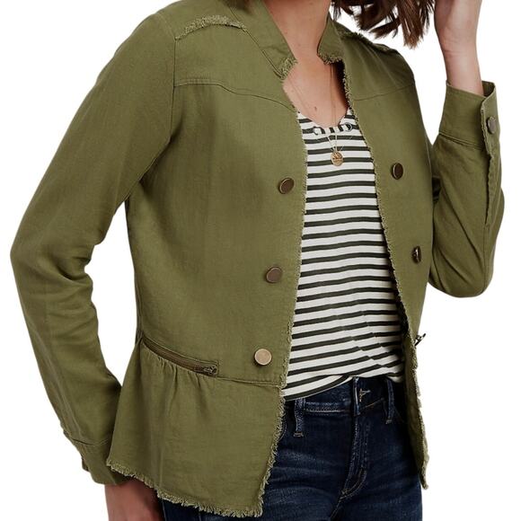 new Maurices small linen peplum open front military jacket C2 2485 - Picture 1 of 11